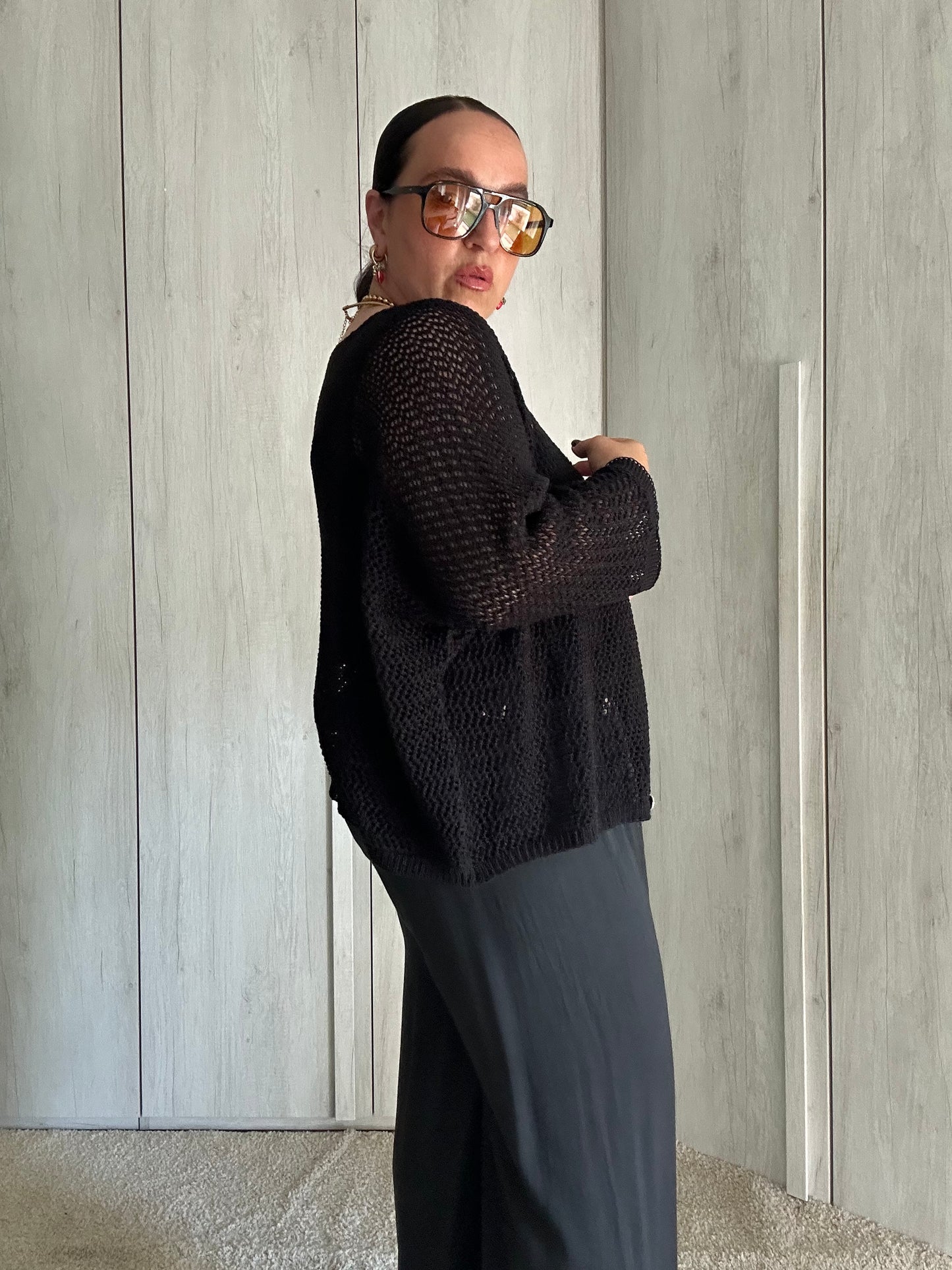 CARDIGAN RETE NERO