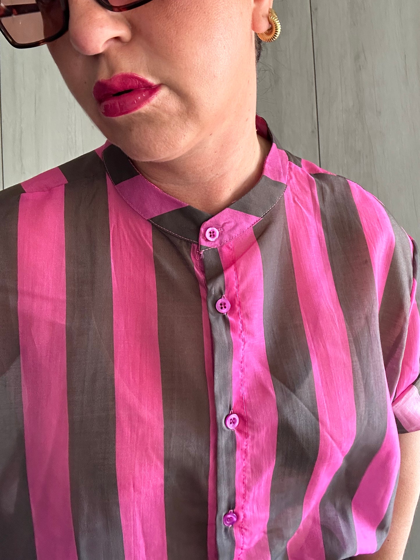 CAMICIA RIGHE FUXIA
