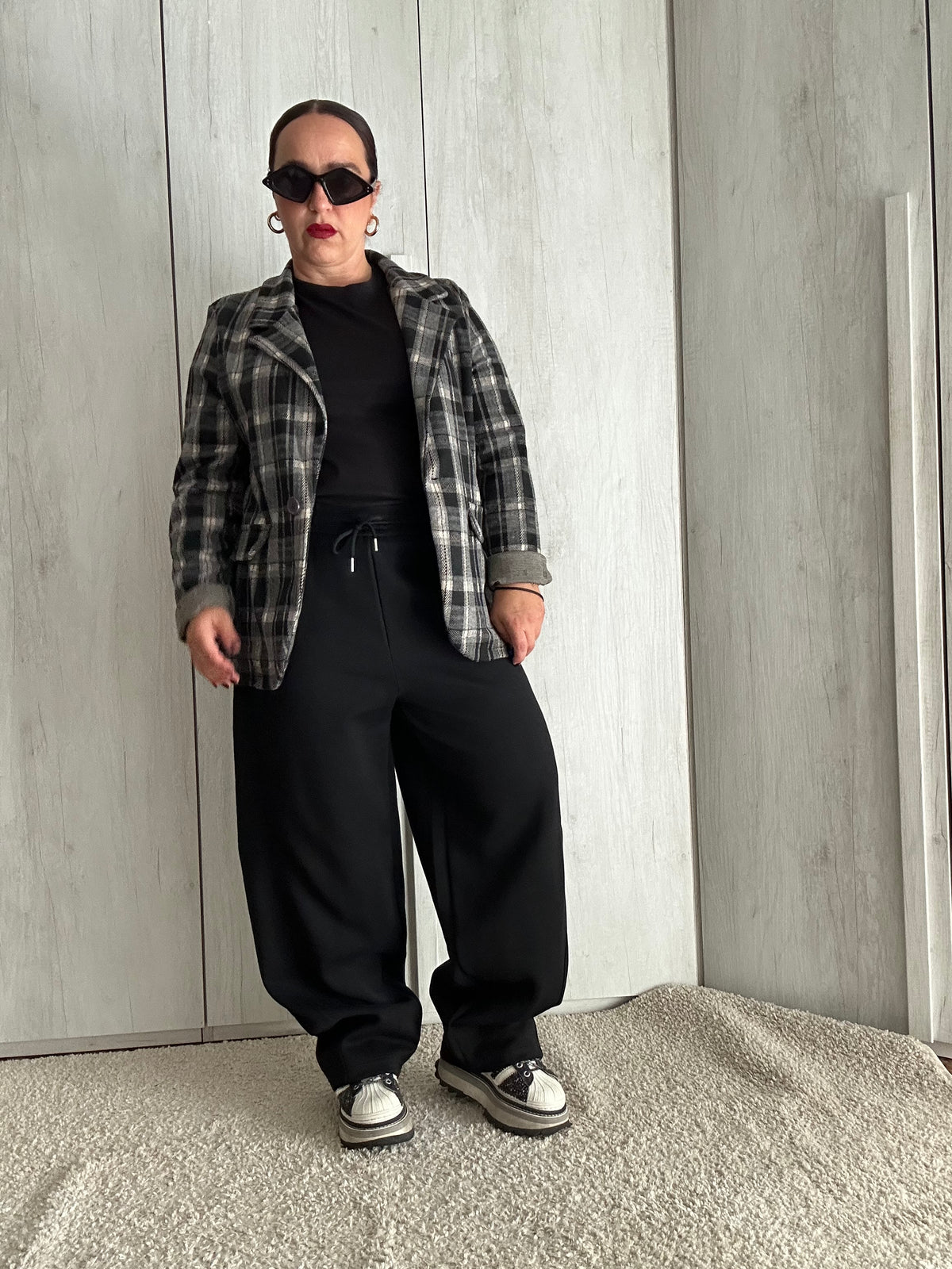 Blazer Tartan Marrone Scuro