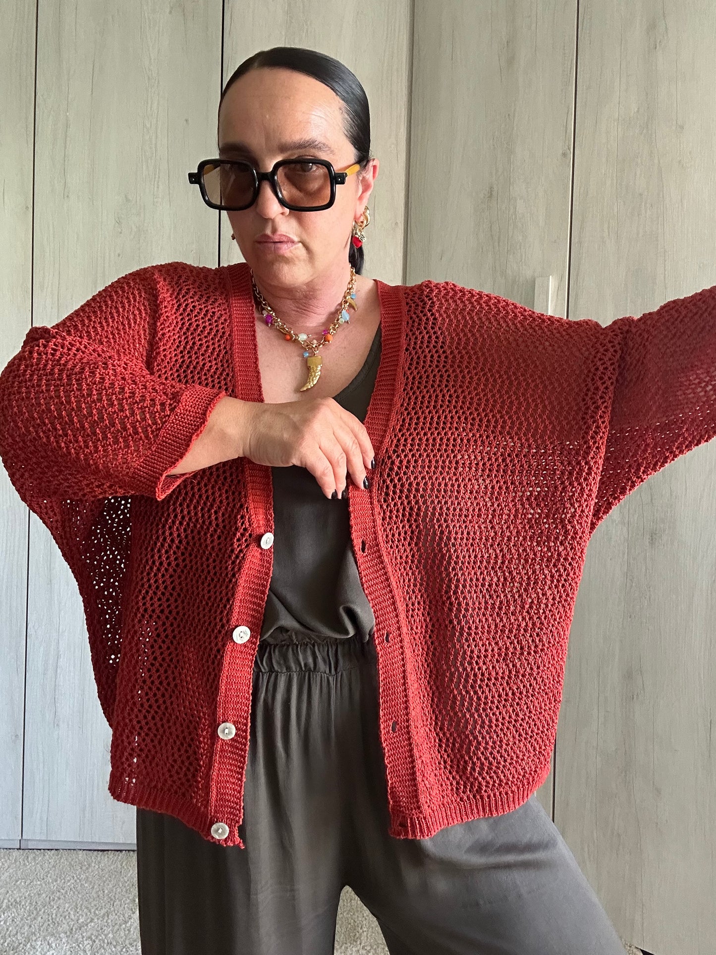 CARDIGAN RETE RUGGINE