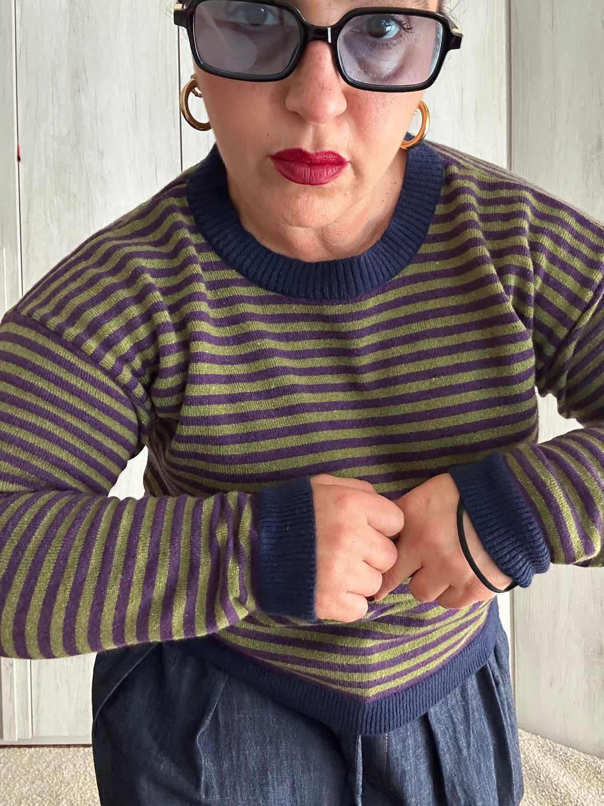 Maglia Rigata  Verde oliva e Blù ✨