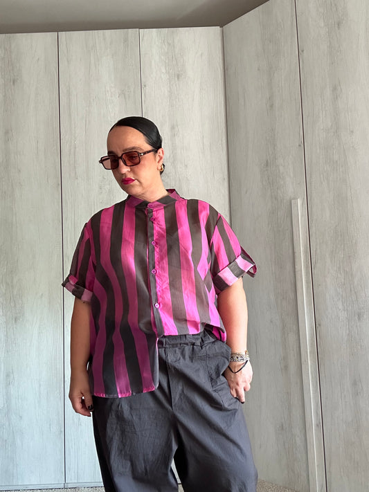 CAMICIA RIGHE FUXIA