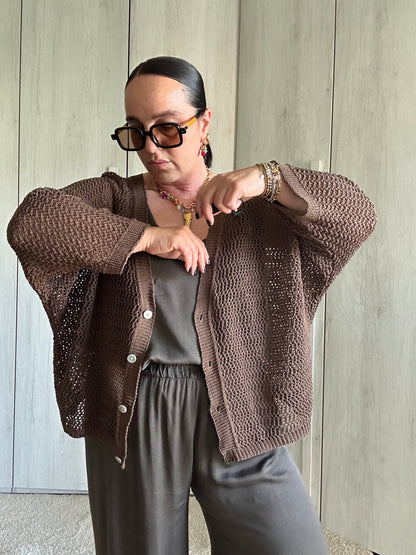 CARDIGAN RETE MOKA