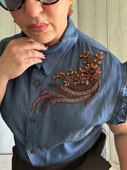 CAMICIA DI JEANS CON PATCH ✨🤎
