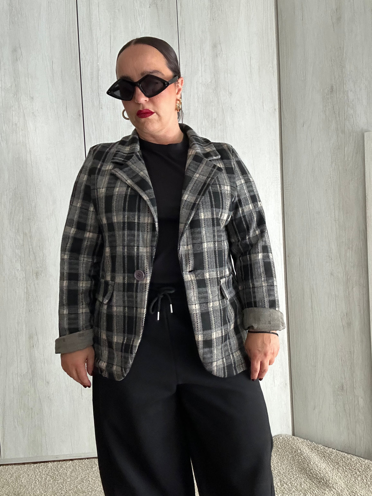 Blazer Tartan Marrone Scuro