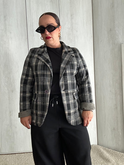 Blazer Tartan Marrone Scuro