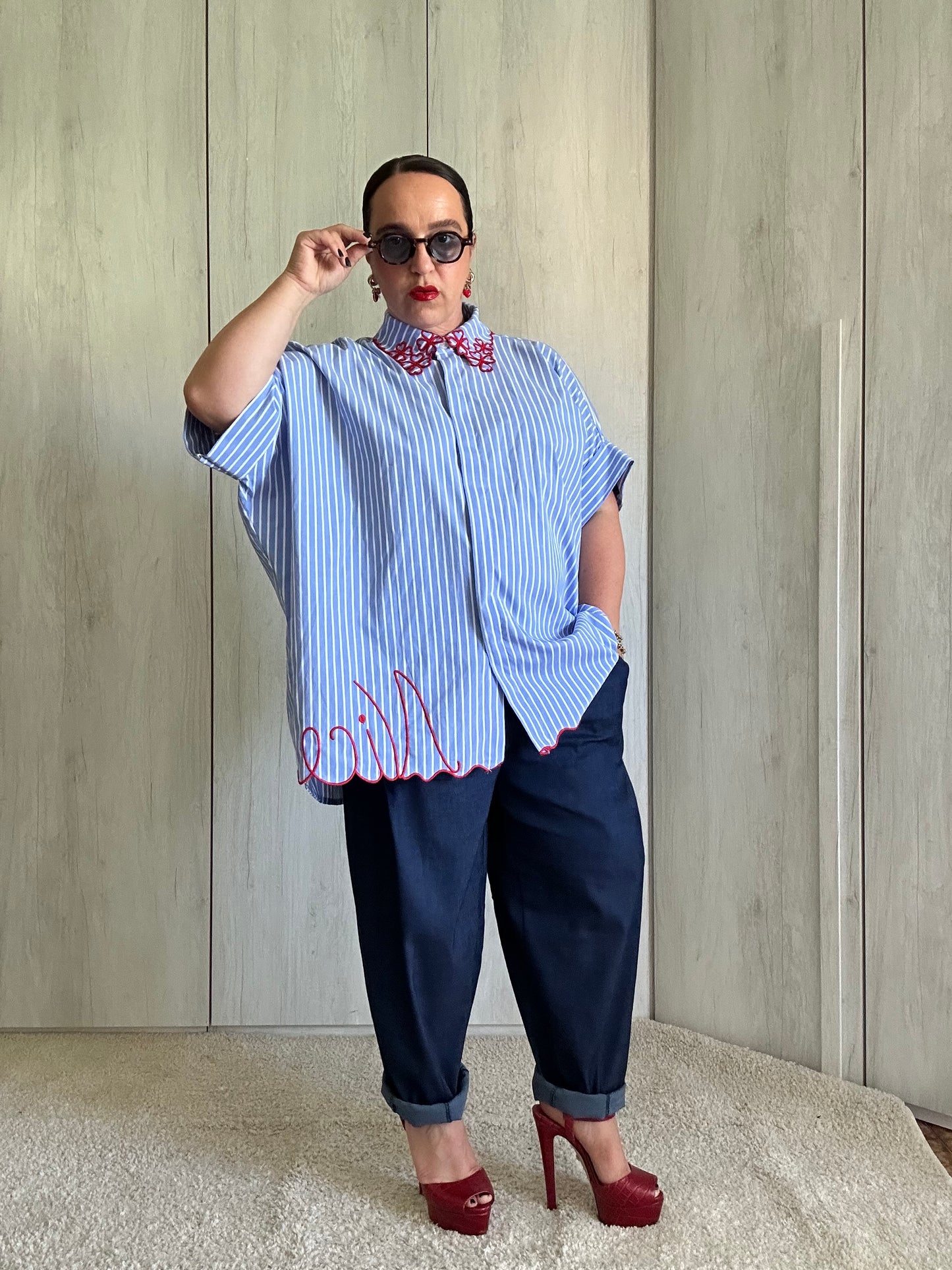 CAMICIA RICAMO ROSSO