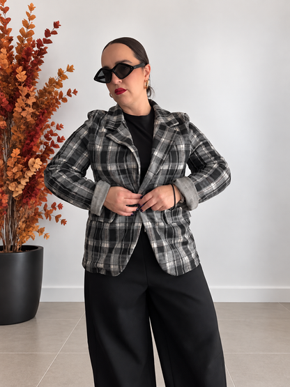 Blazer Tartan Marrone Scuro