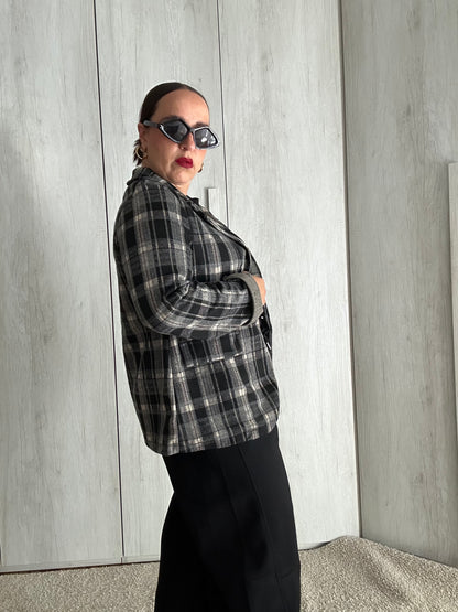 Blazer Tartan Marrone Scuro