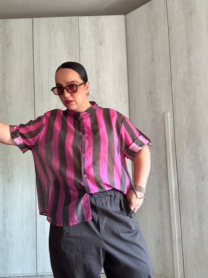 CAMICIA RIGHE FUXIA