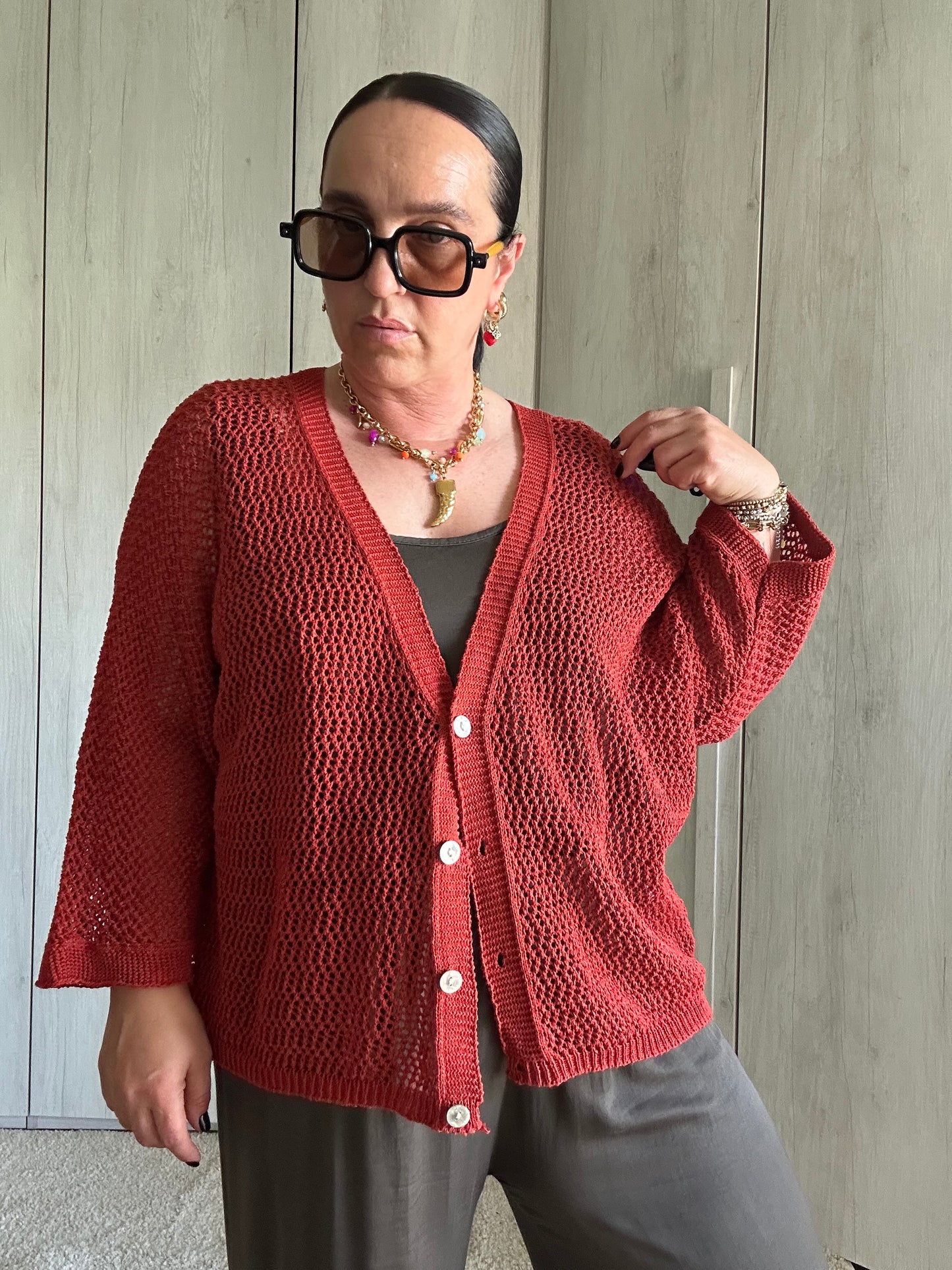 CARDIGAN RETE RUGGINE