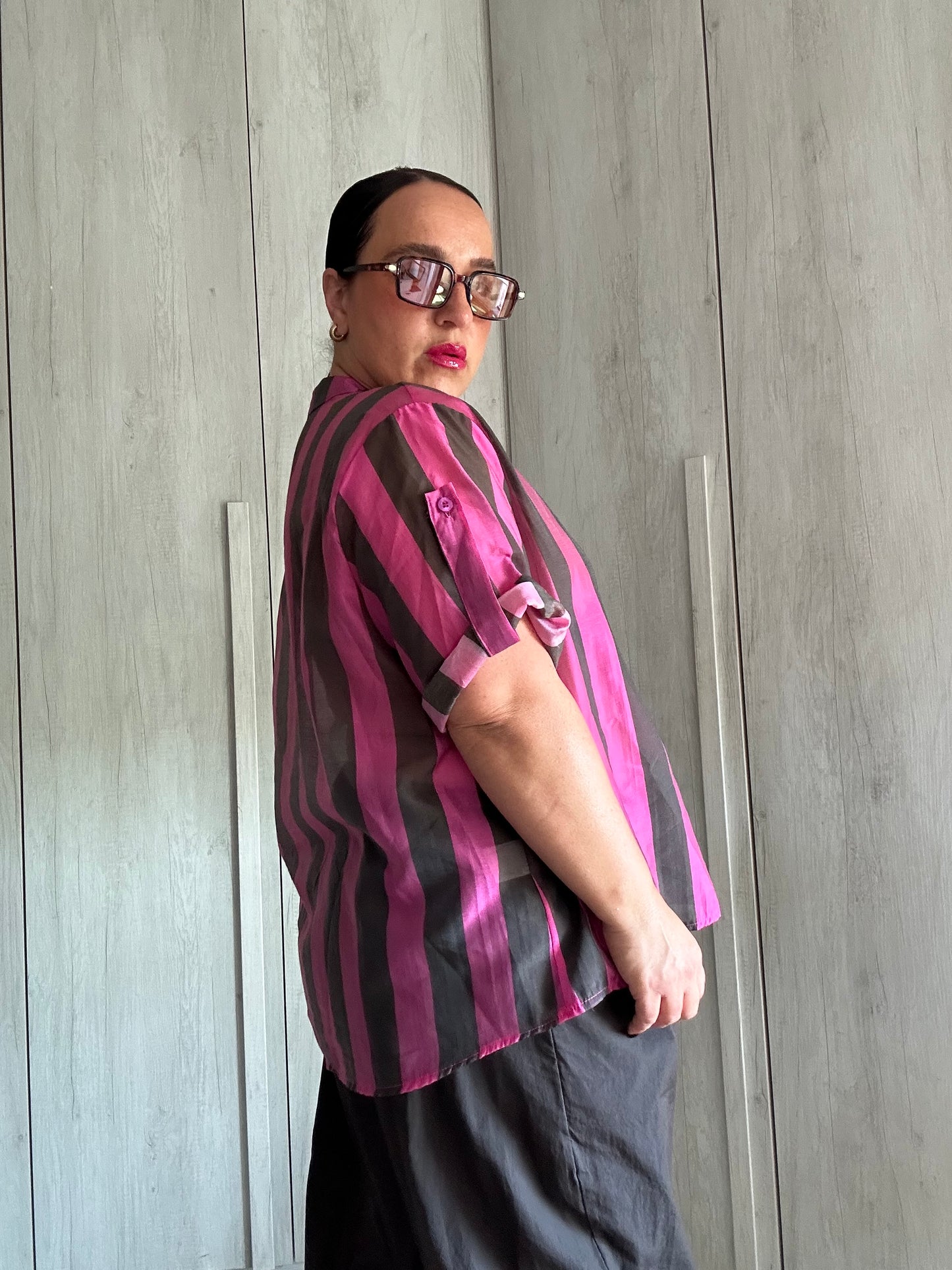 CAMICIA RIGHE FUXIA