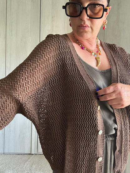 CARDIGAN RETE MOKA