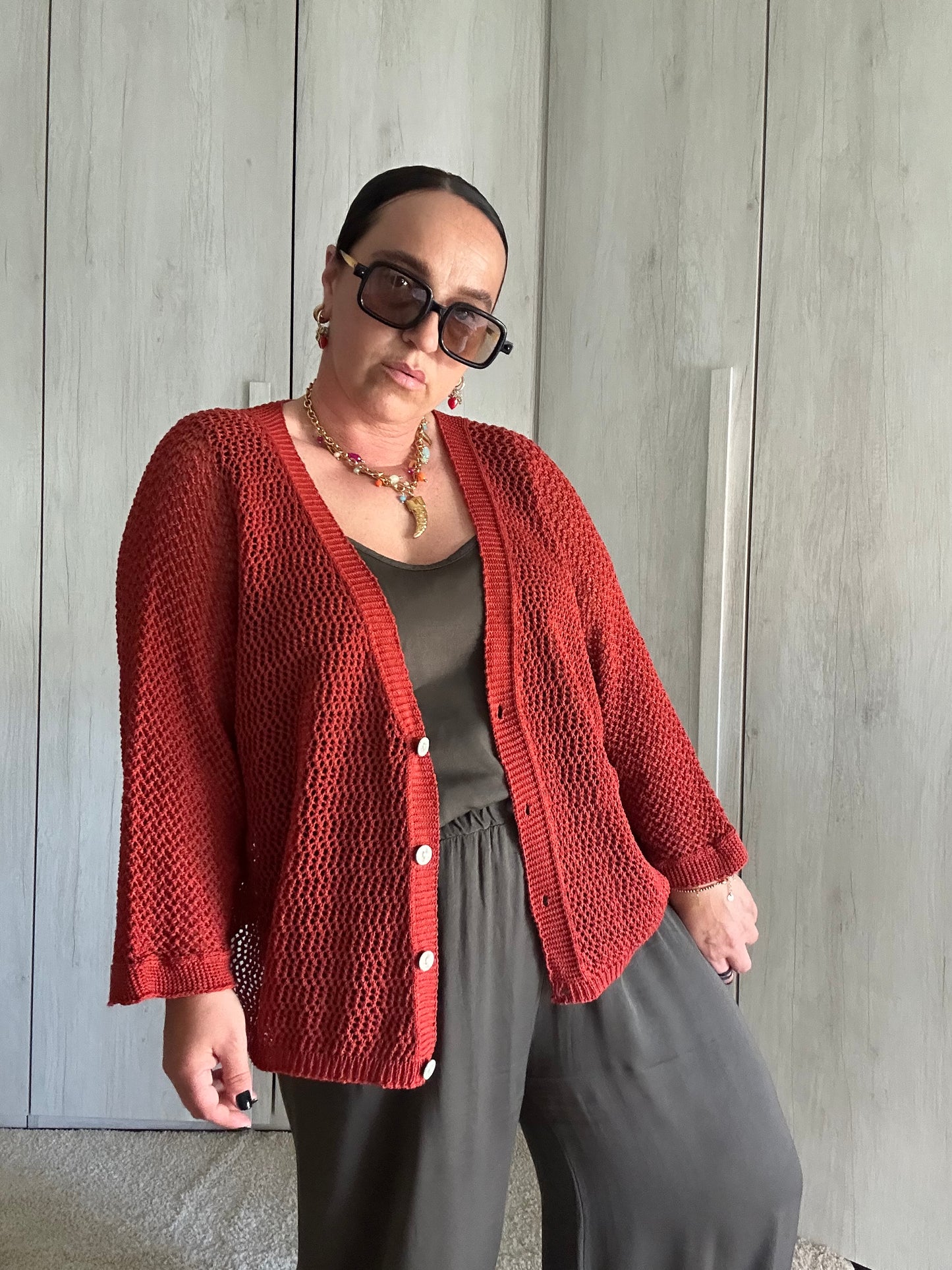CARDIGAN RETE RUGGINE