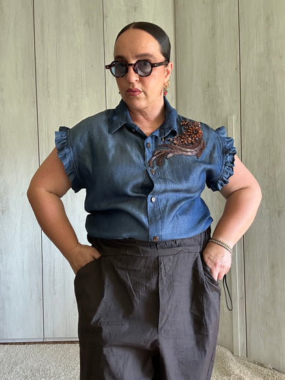 CAMICIA DI JEANS CON PATCH ✨🤎
