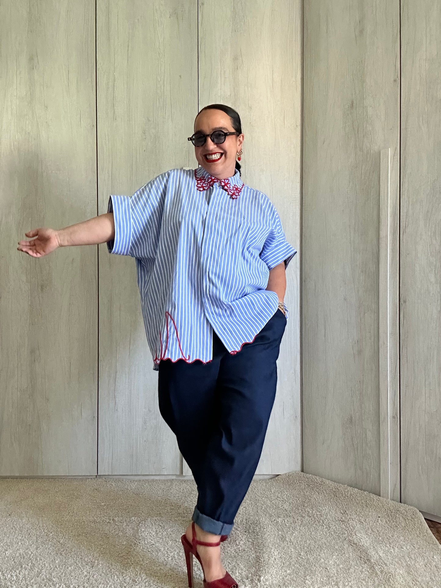 CAMICIA RICAMO ROSSO