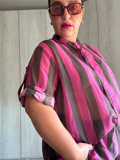 CAMICIA RIGHE FUXIA