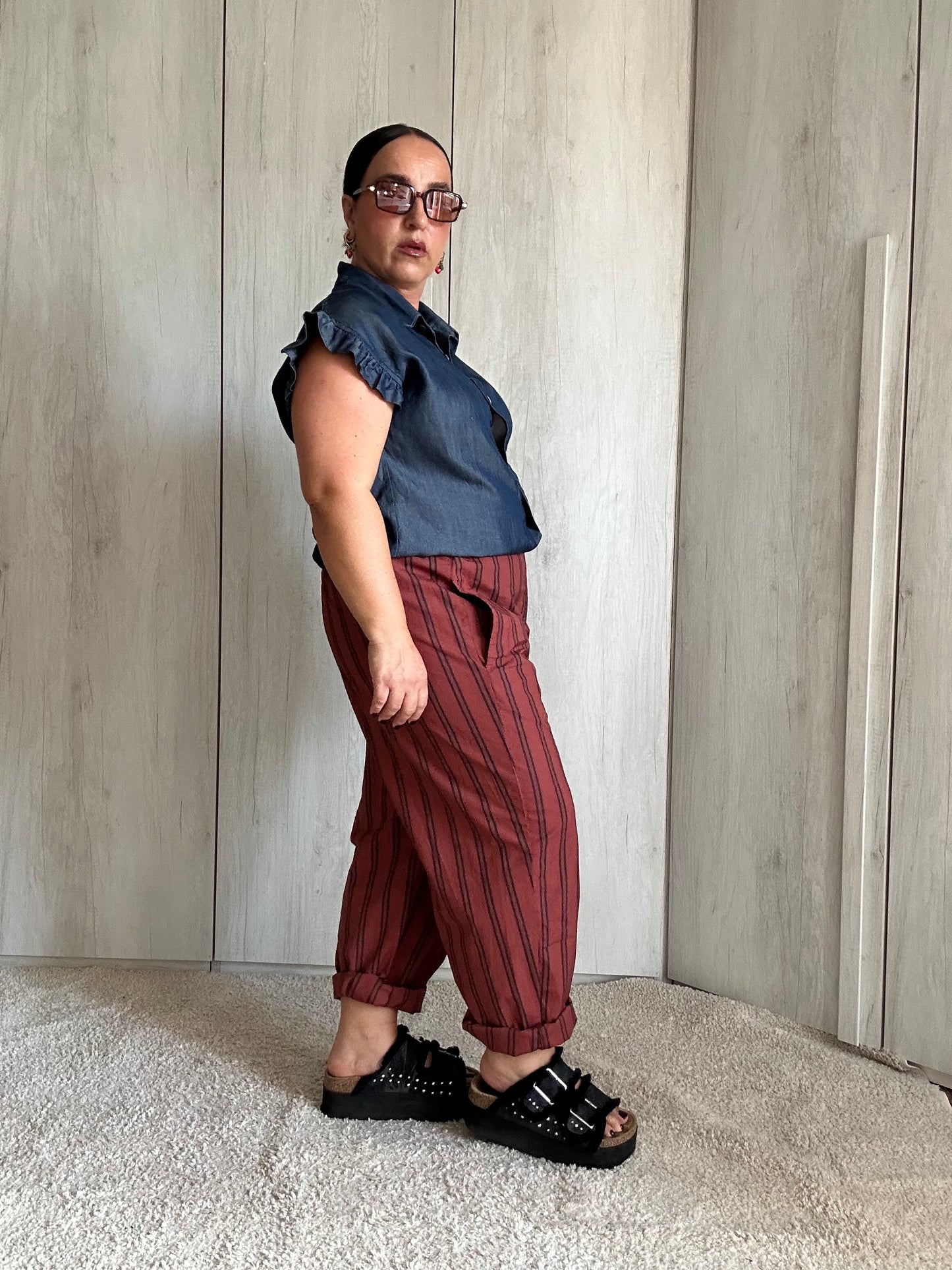 PANTALONE RUGGINE A RIGHE