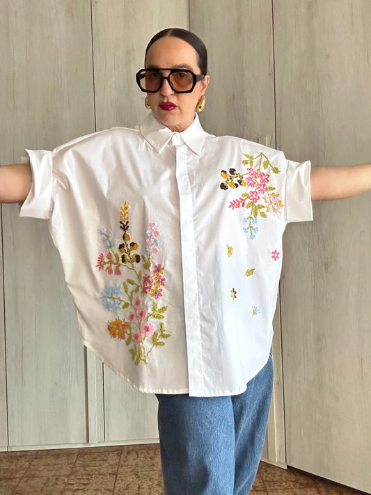 CAMICIA FIORI BIANCA