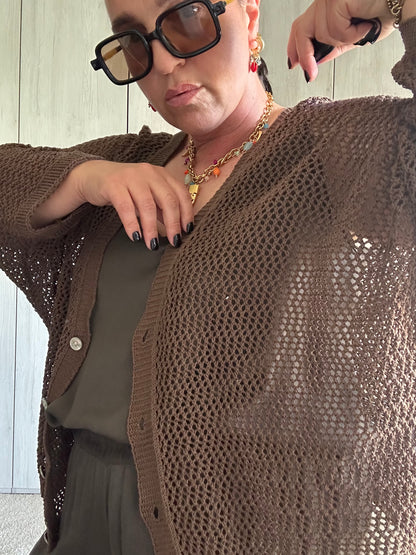CARDIGAN RETE MOKA