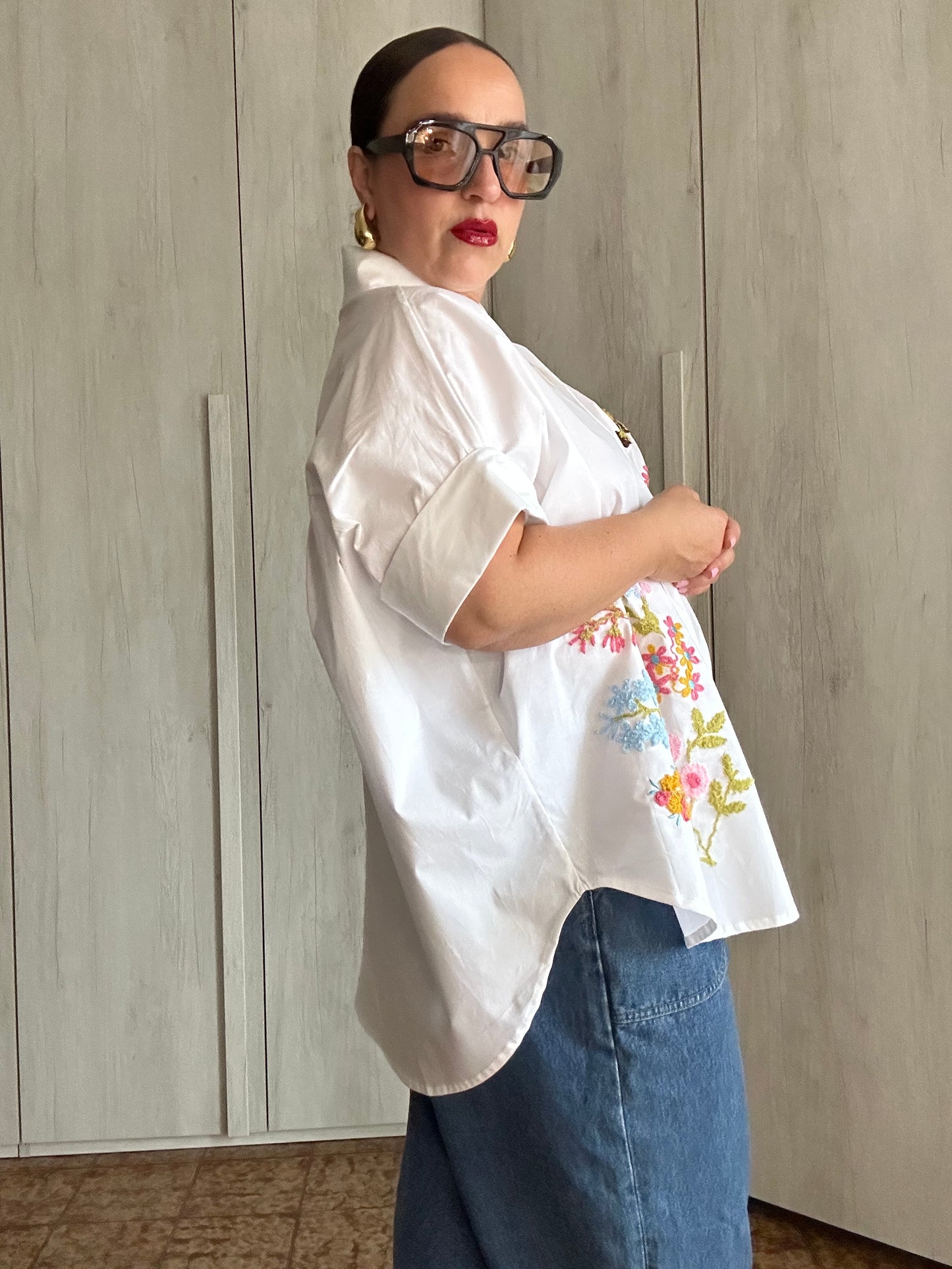 CAMICIA FIORI BIANCA