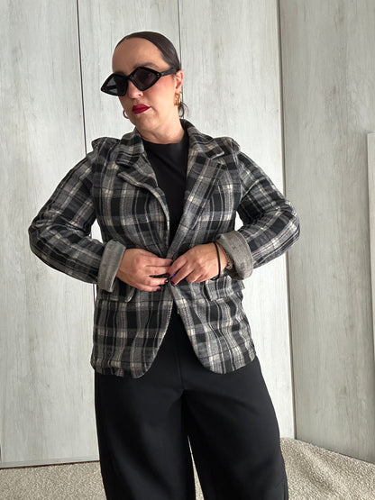 Blazer Tartan Marrone Scuro
