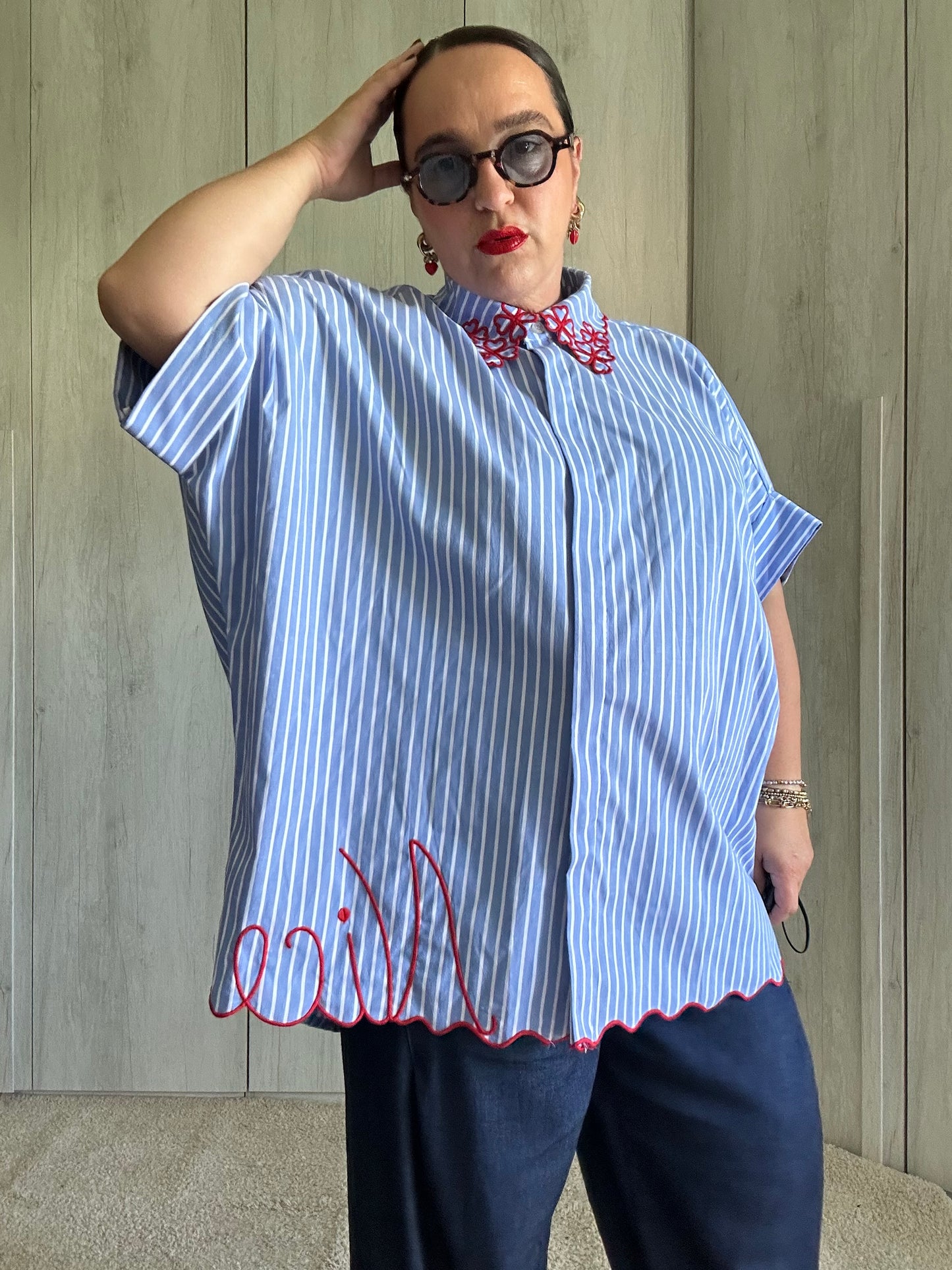 CAMICIA RICAMO ROSSO