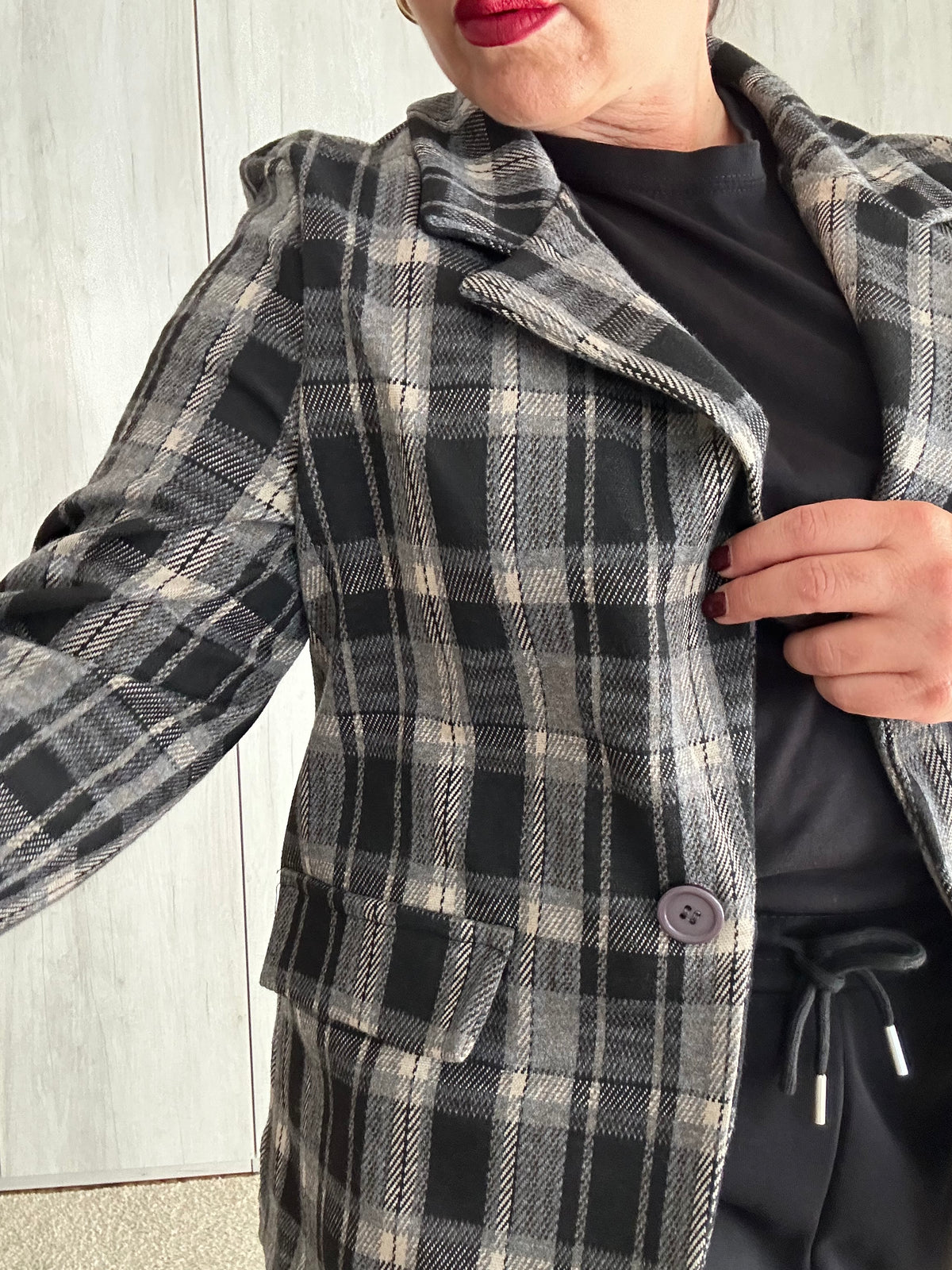 Blazer Tartan Marrone Scuro