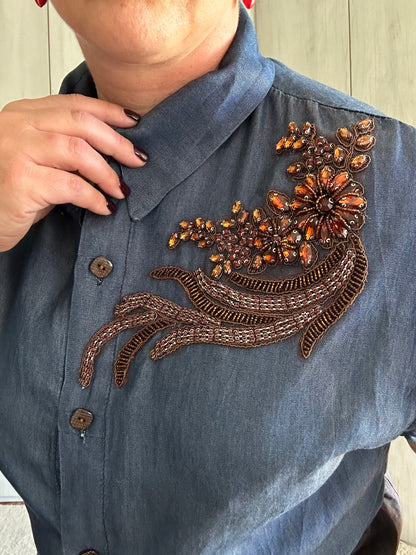 CAMICIA DI JEANS CON PATCH ✨🤎