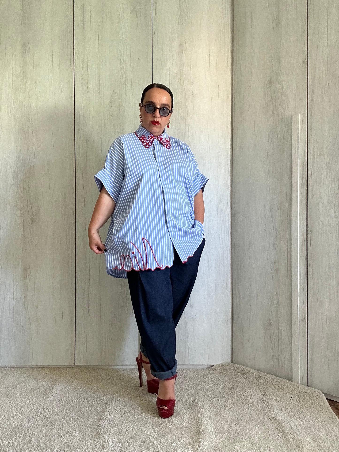 CAMICIA RICAMO ROSSO
