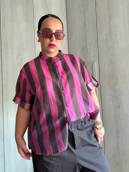 CAMICIA RIGHE FUXIA