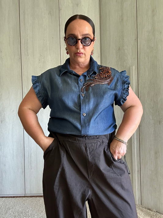 CAMICIA DI JEANS CON PATCH ✨🤎