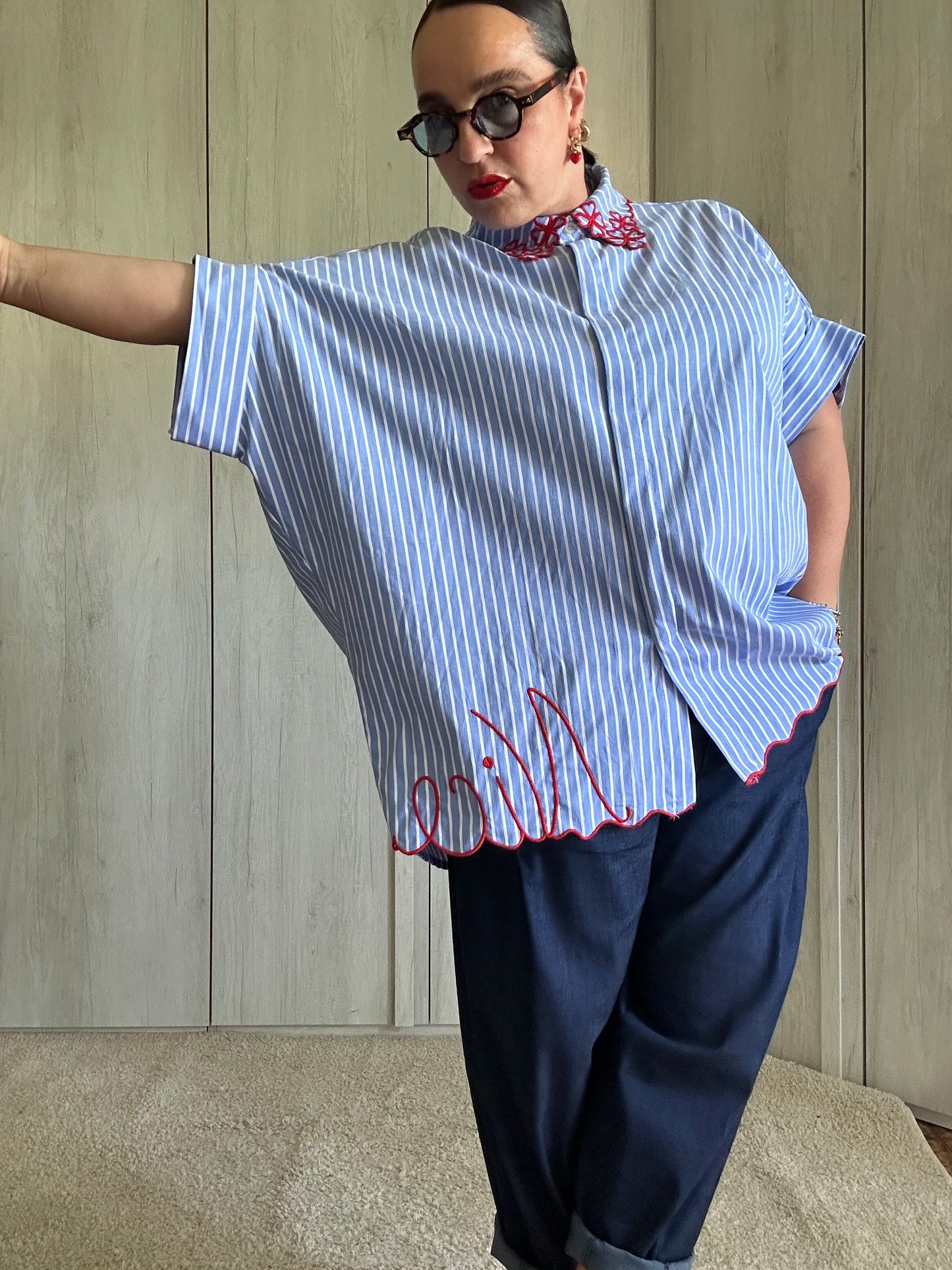 CAMICIA RICAMO ROSSO