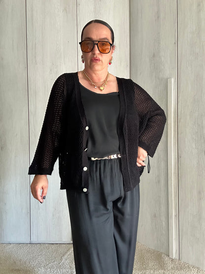 CARDIGAN RETE NERO