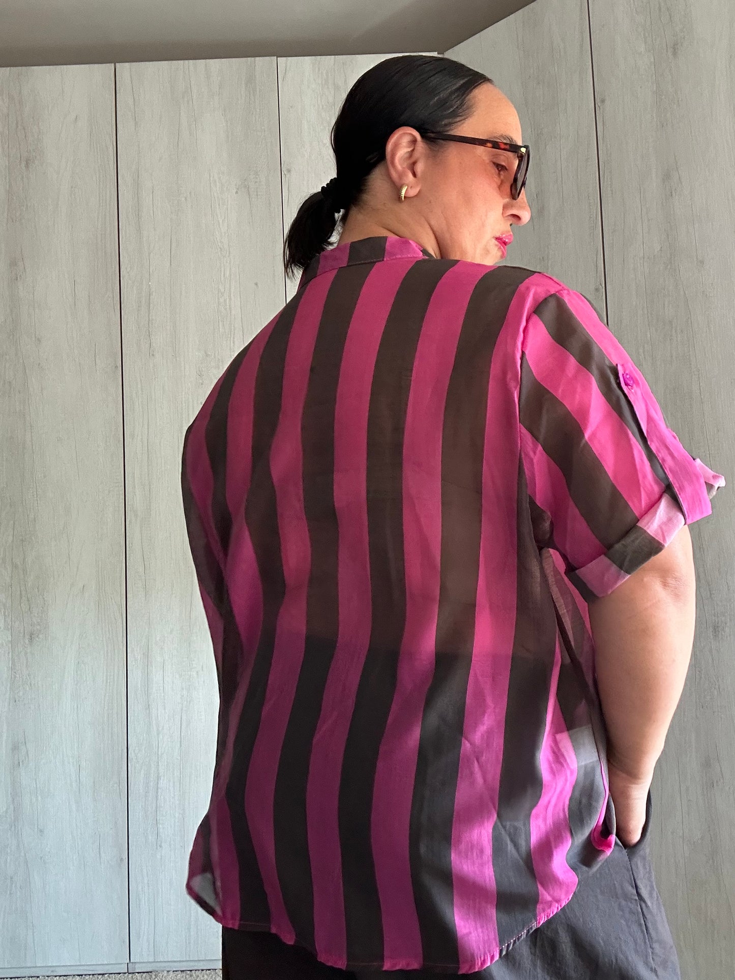 CAMICIA RIGHE FUXIA