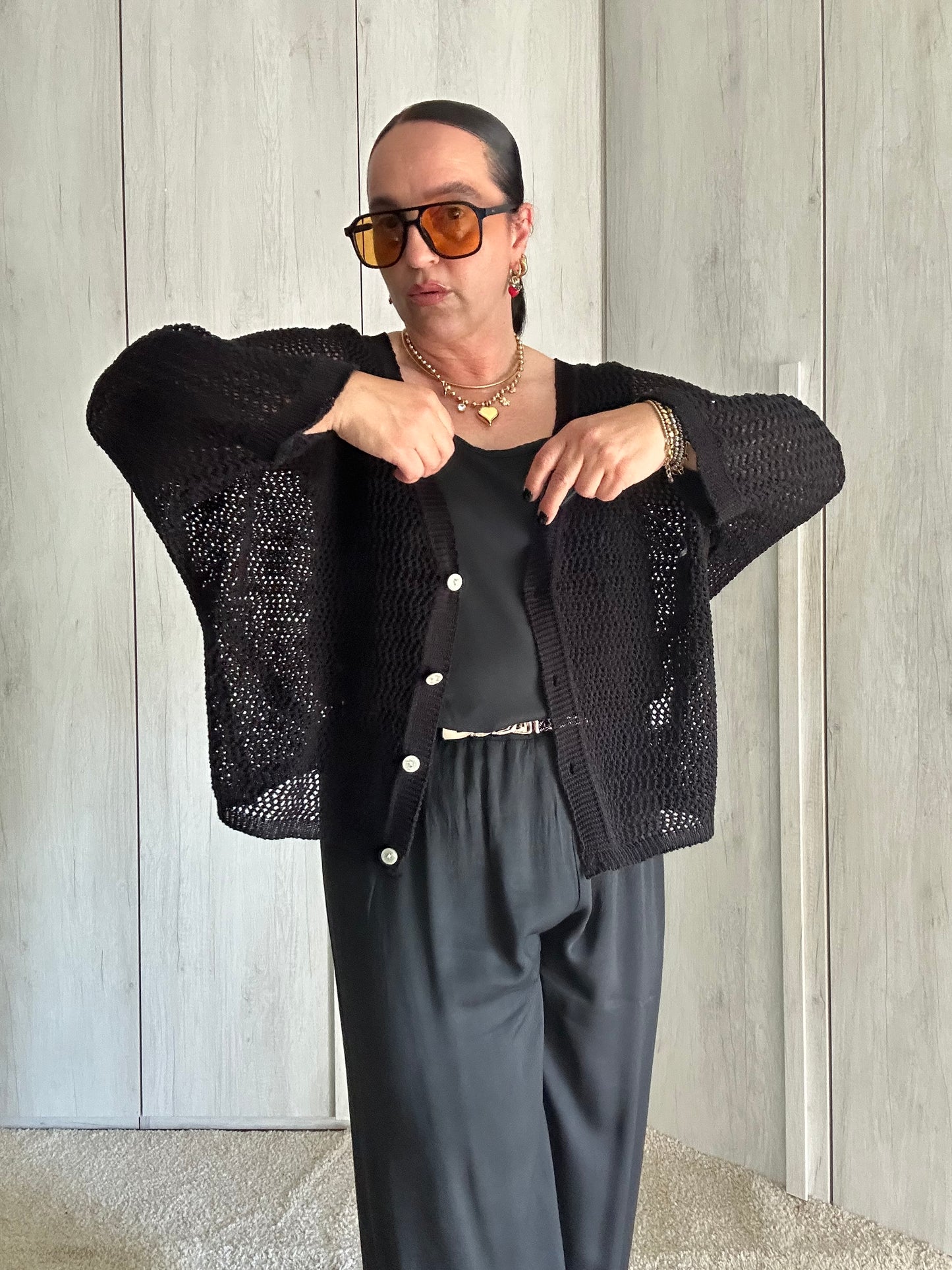 CARDIGAN RETE NERO