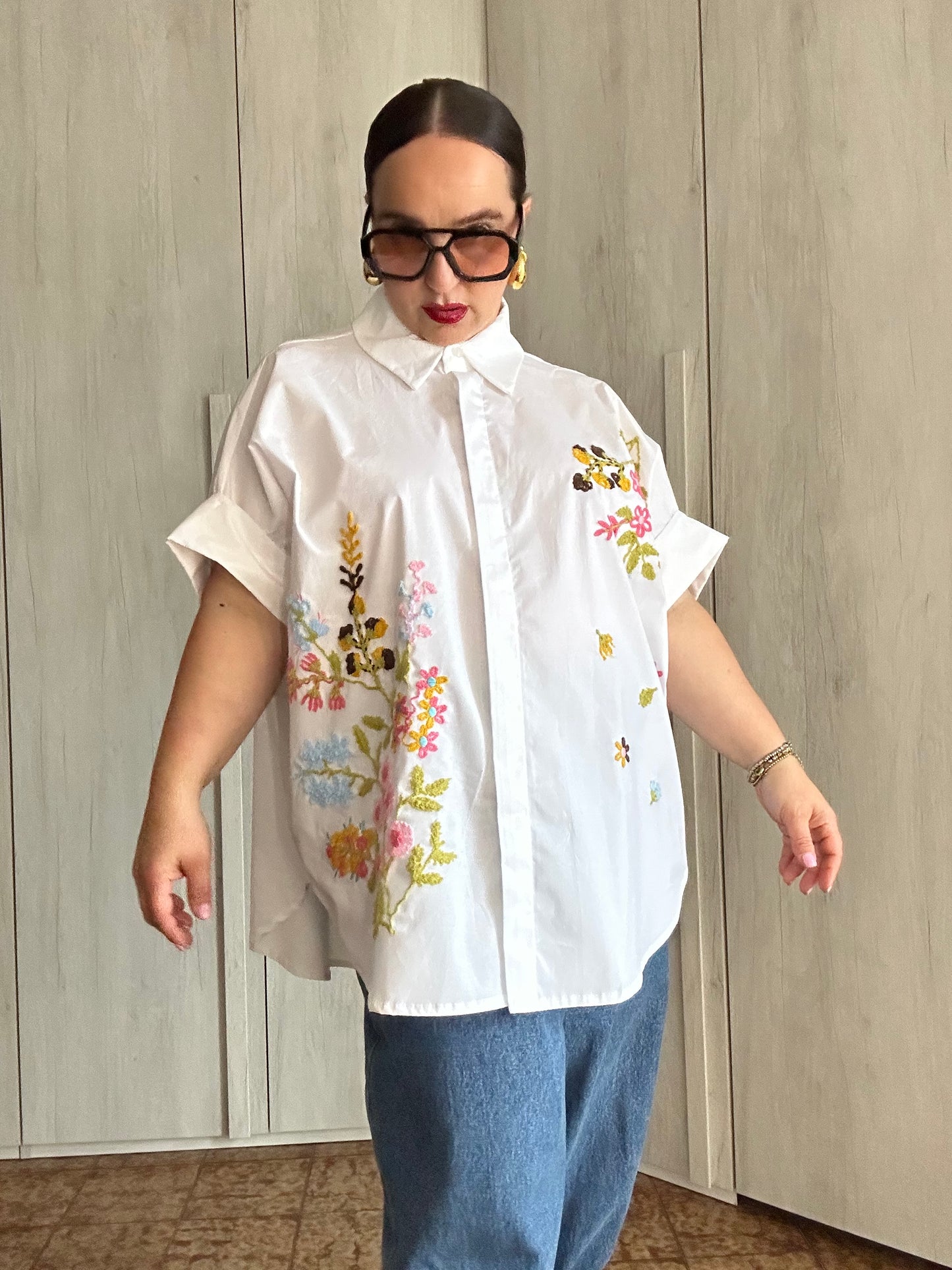 CAMICIA FIORI BIANCA