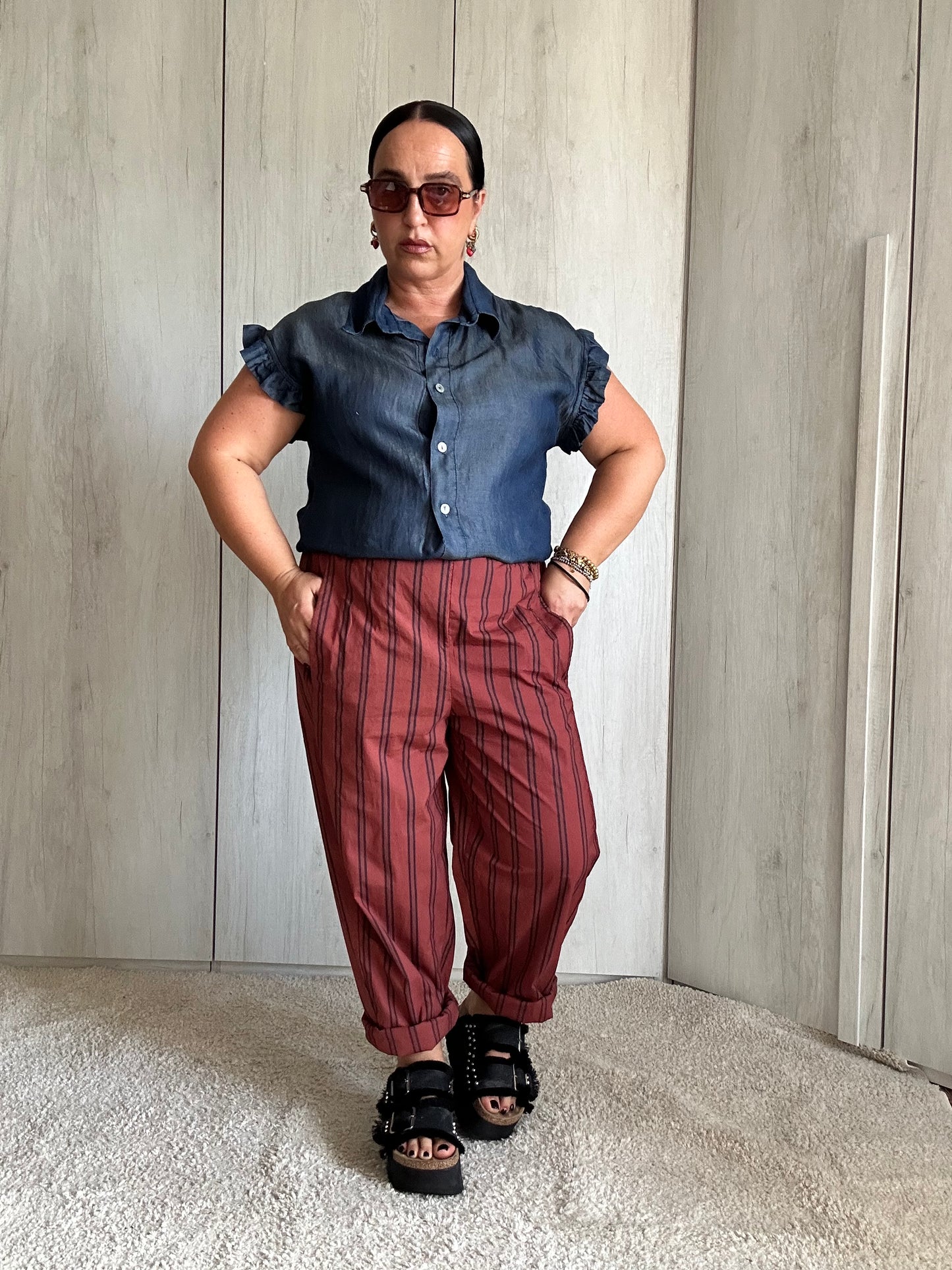 PANTALONE RUGGINE A RIGHE